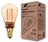 greenandco® Lampadina LED dimmerabile stile vintage retro industriale antico E14 ST45 2,3W 65lm 1800K (bianco molto caldo) 320° 230V, senza ...