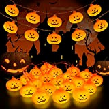 Gritin Halloween Luci Stringa,3M 20LED Lanterna Zucca Stringa a Batteria, IP65 Impermeabile Smiley Zucca Luci,Luci del Festival per la Decorazione ...
