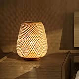 GUANSHAN Lampada da tavolo con lanterna intrecciata in bambù Lampada da comodino Lampada da tavolo decorativa in stile giapponese per ...