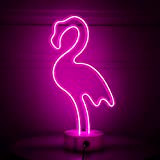 GUOCHENG Flamingo Neon Lights Battery & USB Power Pink Neon Flamingo Sign LED Aminal Night Lighting Freestanding Flamingo Lampade da ...
