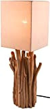 GURU SHOP Lampada da Tavolo/lampada da Tavolo Kukuma, Driftwood, Cotone, Fatto a Mano a Bali da Materiale Naturale - Modello ...