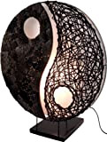 GURU SHOP Lampada da Tavolo/lampada da Tavolo, Realizzata a Mano a Bali con Materiale Naturale, Pietra Lavica - Modello Yin ...