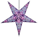GURU SHOP Pieghevole Avvento Stella di Carta Illuminata, Poinsettia 60 cm - Menor Viola Misto, Stelle di Carta - Multicolore