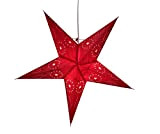 GURU SHOP Stella di Carta Luminosa Dell`Avvento Pieghevole, Stella di Natale 60 cm - Silijan Rosso, Stelle di Carta - ...