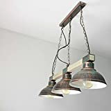 Gustosa lampada a sospensione in rame antichi colori legno vecchio stile vintage 3x E27 fino a 60 Watt 230V metallo ...