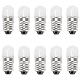 GutReise Lampadine LED E10 12V bianco caldo, 10 pezzi AC/DC E10 in miniatura, 0,5 Watt, 65 Lm (12 V, bianco ...