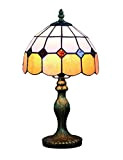 Gweat 8-Inch Tiffany stile mediterraneo Ambra Lampada da tavolo Lampada da comodino camera da letto (4 colori per scegliere)