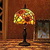 Gweat Lampada vetrate 8-Inch Pastorale Girasole di Tiffany Lampada da tavolo Lampada da comodino camera da letto
