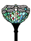 Gweat Tiffany 12" blu libellula lampada da terra in vetro colorato perline di cristallo paralume illuminazione antica soggiorno lampade regali-up ...