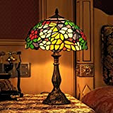 Gweat Tiffany 12 pollici stile pastorale di vetro macchiato a colori da tavolo floreale Lampada Lampada da comodino