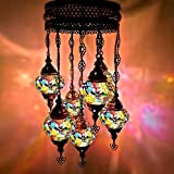 Handmade turco marocchino arabo orientale boemia Tiffany stile mosaico di vetro colorato soffitto appeso 7 sfera lampadario lampade luce CE ...