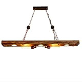 Henley, lampadario a sospensione vintage in legno e metallo, regolabile in altezza, E27, per sala da pranzo, soggiorno, cucina, caffè