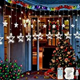 Hezbjiti 138 LED Tenda Stelle Luci Stelline, Finestra Fiabesca Luminosa Stelle Luci Natale con Funzione di Ritmo Musicale, Telecomando per ...