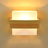HJZY Moderno semplice muro in legno massello lampada applique con paralume in vetro caldo personalità camera da letto camera soggiorno ...