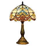 Hobaca 12 pollici Barocco Lusso Tiffany Lampada da tavolo Lampada in vetro colorato Art Deco Antico Comodino Lampada da scrivania ...