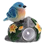 Holibanna - Lampada solare a forma di uccello, in resina, per uccelli, in piedi, su pietra, lampada da giardino, luminosa, ...