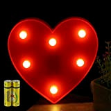 Honphier® - Lettere dell’alfabeto luminose con luci a LED, decorative, a batteria, per ricevimenti, feste, matrimoni, casa o bar (cuore)