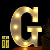 Honphier® - Lettere dell’alfabeto luminose con luci a LED, decorative, a batteria, per ricevimenti, feste, matrimoni, casa o bar (G)