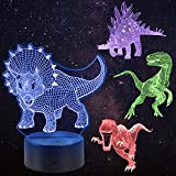 Huanchenda 3D Illusion Lampada Dinosauro, 4 Modelli 16 Colori Illusione Luce Notturna, Luci Notte per Bambini Camera Da Letto Decorazione