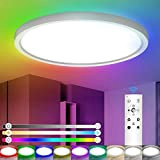 IAB Plafoniera LED Soffitto RGB, 24W+8W Lampada da Soffitto 3300LM Luce Calda Fredda Dimmerabile con Telecomando, Plafoniera LED Moderna per ...