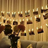 Ibello Catena Luminosa Striscia LED Molletta Clip Foto Luce Bianca Calda 2,2 Metri 20 Singoli Lucine Decorative per Salotto, Camera ...