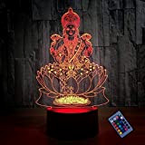 Illusione Ottica 3D Buddha Statue Luce Notturna 16 Colori Mutevoli Telecomando USB Potere Toccare Cambiare Arredamento Lampada LED Lampada da ...