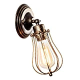 Industriale Applique da parete Vintage illuminazione regolabile Sconce Rustic Wire Metal Cage Light Shade Edison Style (senza lampadina) (colore Bronzo)