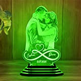 Infinity Heart - Lampada da comodino 3D con scritta in inglese "Valentine", regalo romantico per coppia, con nome personalizzato e ...