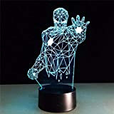 Iron Man Lampada da notte a LED 3D decorazione della camera da letto a LED, 7 tipi di tocco che ...