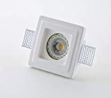 ISYLUCE 801 Porta Faretto Fisso in Gesso Incasso Lampadine LED Quadrato GU10 10x10cm, Bianco
