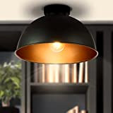 Jago® Lampada da Soffitto a Cupola - Ø 31 cm, LED, E27, Max. 60 W, Stile Vintage Industriale, Nero Dorato ...