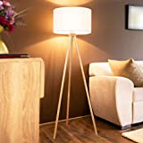 Jago® Lampada da Terra con Treppiede - LED, Altezza 145 cm, Ø 45 cm, E27, Max. 60 W, Paralume a ...
