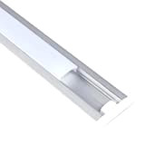 JANDEI – Profilo in Alluminio 4 x 1 metro per incasso strip LED, diffusore per luce LED con calotta tonda ...