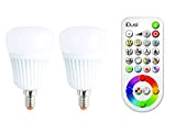 Jedi Lighting iDual lampada LED RGB E14/230 V, 2 pz, dimmerabile, luce calda, cambia colori con telecomando, Installazione Plug & ...