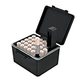 JJC 28 slot AA batteria organizer custodia con tester batteria, resistente all'acqua, supporto per batterie con batteria rimovibile, contiene 28 ...
