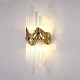 Jrechio Lampada da Parete 24 * 60 cm Golden Warm Light Europea Minimalista Lampada da Parete di Cristallo Corridoio Sala ...