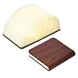 Jtiwoh Wooden Book Lamp,Mini Folding Decorative LED Desk Lamp Wireless Portable USB Rechargeable Bedside Table Room Decor Lamp (Dark Brown)