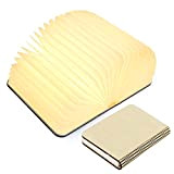 Jtiwoh Wooden Book Lamp,Mini Folding Decorative LED Desk Lamp Wireless Portable USB Rechargeable Bedside Table Room Decor Lamp (Warm White)