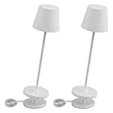 K-Bright 2 pezzi Lampada LED Dimmerabile da tavolo in alluminio, H38cm，Ricaricabile Colore luce calda Per interni/esterni Lampada da tavolo con ...
