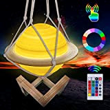 Kangtaixin Lampada Luna 3D, 16 Colori Lampada Saturno Led Luci Notturne per Bambini, Telecomando e Controllo Touch USB moonlight Lampada ...