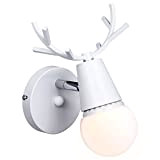 KAWELL Creativo Applique da Parete Moderno Lampada da Parete Semplice Lampada a Muro E27 Testa di Cervo Nordico Stile Art ...