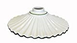 Keyhome Ricambio paralume piatto in ceramica bianca con bordo verde per lampadario a sospensione classico rustico country - 30 cm ...