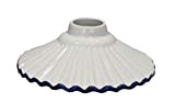 KEYHOMESTORE- Ricambio paralume piatto in ceramica bianca con bordo blu per lampadario a sospensione classico rustico country - 22 cm ...