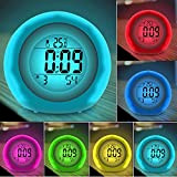 Kids Alarm Clock, sveglia per bambini, 7 colori che cambiano la luce per ragazzi e ragazze, funzione snooze, 8 suonerie, ...