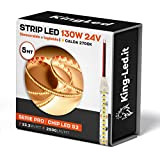 Kingled - Striscia Led 5 Metri Serie Premium, Strip Led 24V 130W 14.500 Lumen Alta Luminosità Luce Calda 2700K Larghezza ...