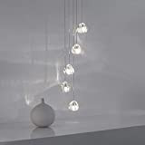 KJLARS Lampadario di cristallo moderno Lampadario a sospensione LED Goccia di pioggia Luci a sospensione Plafoniera alta per soggiorno Sala ...