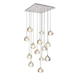 KJLARS Lampadario di cristallo moderno Lampadario a sospensione LED Goccia di pioggia Luci Plafoniera alta per soggiorno Sala da pranzo ...