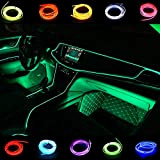 Kmruazre El Wire Car Lights 5M/16FT Led Neon Light Strip Colori: blu, verde, rosso, rosa, bianco, giallo, viola, verde fluorescente, ...
