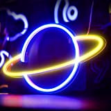 Koicaxy Planet - Segnale al neon a LED, decorazione da parete a LED, alimentata a batteria o tramite USB, in ...