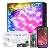KSIPZE Striscia LED 10 Metri, Bluetooth Smart RGB Colorati LED Strisce con Telecomando, App Controllato, Sincronizza Cambia Colore con la ...